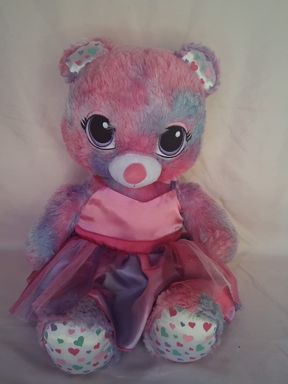 Build A Bear Tie Dye Ballerina Teddy Bear Hearts With Dress Outfit 14"
